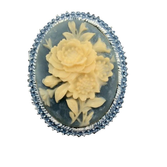 Vintage Floral Cameo Hinged Trinket/Ring Box - Picture 2 of 6
